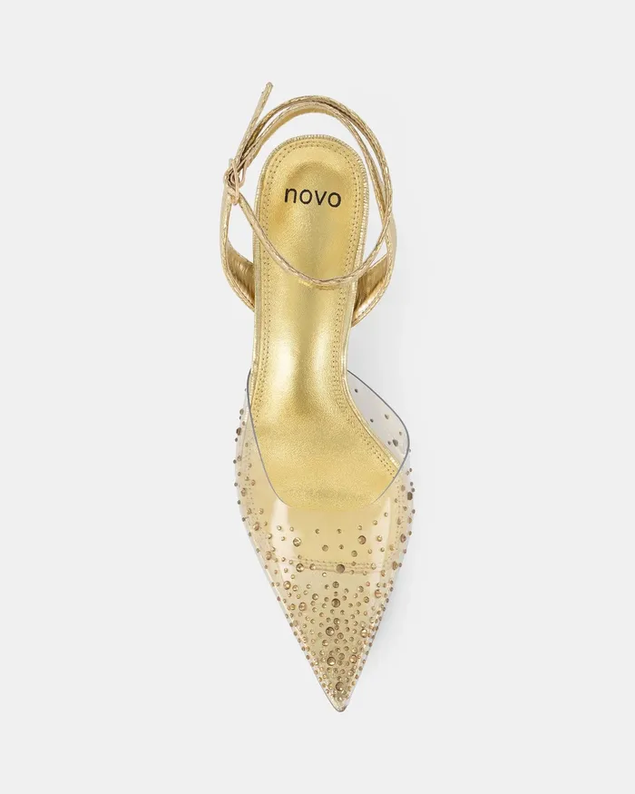 Pumps ZPELL GOLD Closed Toe Heels 8211 NOVO Shoes Women
