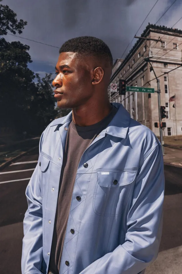 Raincoats Men Stutterheim Lee X STUTTERHEIM Storm Rider Jacket Ash Blue