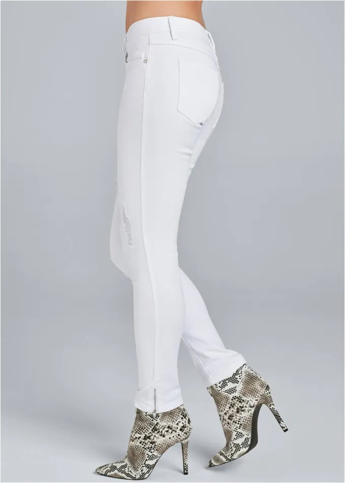 RIPPED CROPPED JEANS White Women VENUS Favorite Denim