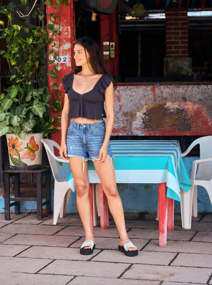 Roxy Shorts New Swell Denim Shorts Medium Blue 8211 Women