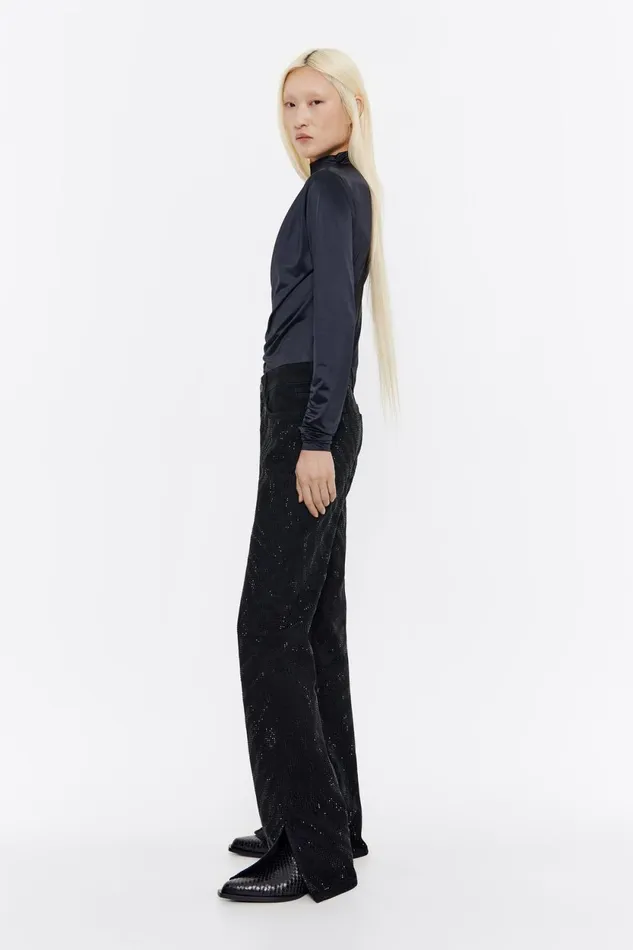 STRAIGHT CROPPED 8211 Black Stones Jeans Black Women Bimba Y Lola Denim STRAIGHT CROPPED 8211 Black Stones Jeans Black Women Bimba Y Lola Denim