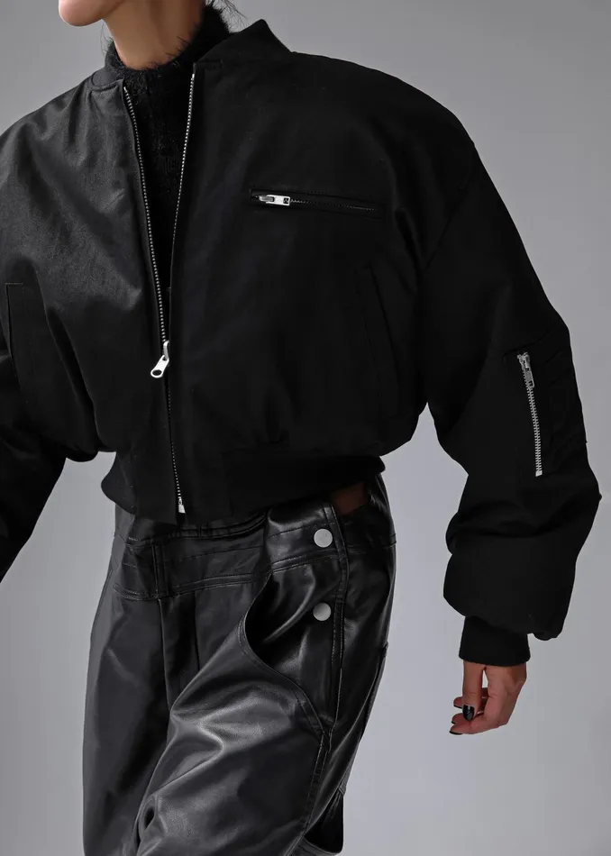 The Frankie Shop Outerwear Vaud Reversible Cropped Bomber 8211 Black 8211 Women