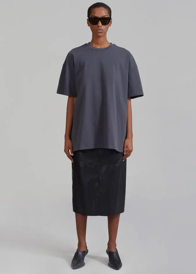 The Frankie Shop Tops Faro Boxy Tee 8211 Charcoal 8211 Women