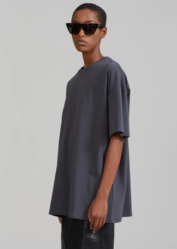 The Frankie Shop Tops Faro Boxy Tee 8211 Charcoal 8211 Women