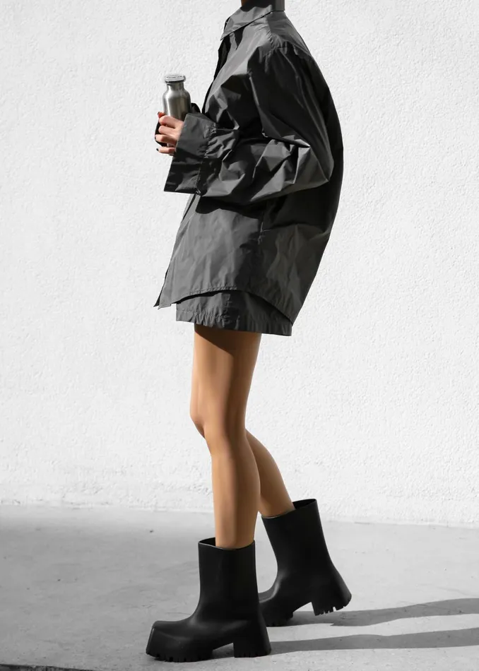 The Frankie Shop Tops Lucy Open Back Oversized Shirt 8211 Charcoal 8211 Women