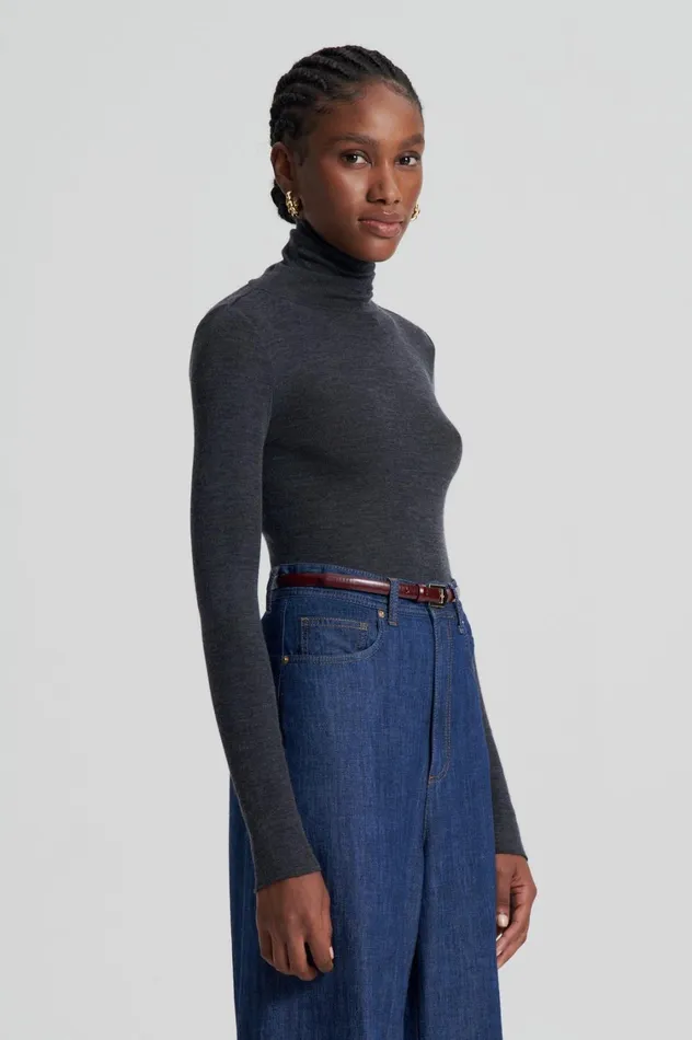 Tops Women Scanlan Theodore BABYWOOL POLO Charcoal All Tops Women Scanlan Theodore BABYWOOL POLO Charcoal All