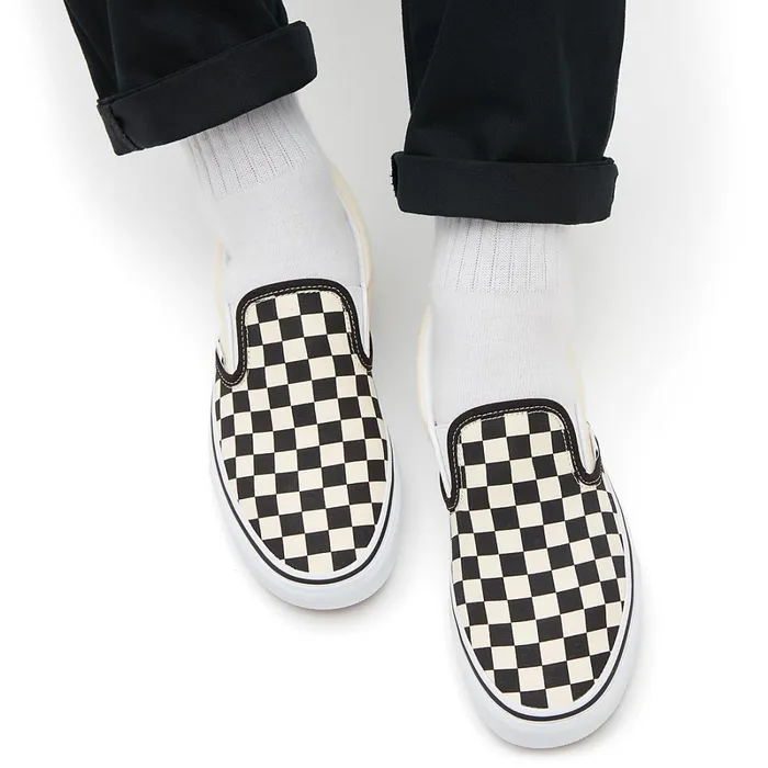 Vans View All Men Checkerboard Classic SlipOn Shoes Black White