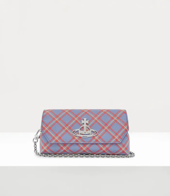 Vivienne Westwood Wallets And Purses Women Mini Pouch Chain Bag Blueorange Tartan