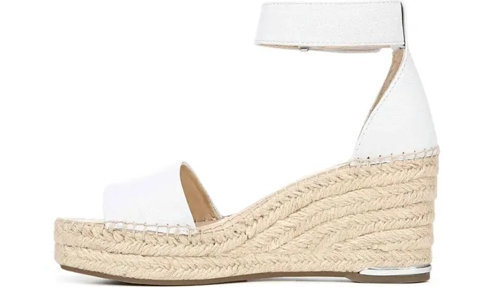 Wedges Women Franco Sarto Franco Clemens Espadrille Wedge Sandal White Leather