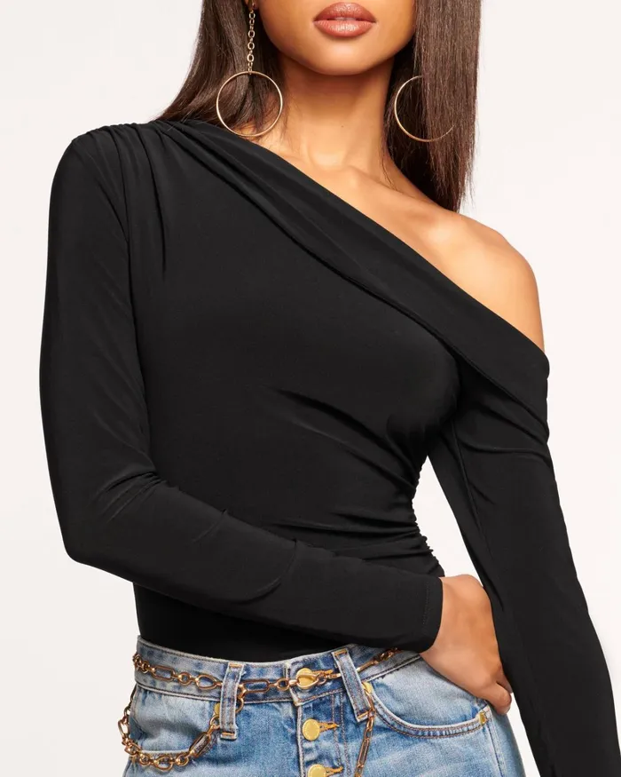 Women Dayana OffTheShoulder Bodysuit Black Ramy Brook Tops Women Dayana OffTheShoulder Bodysuit Black Ramy Brook Tops