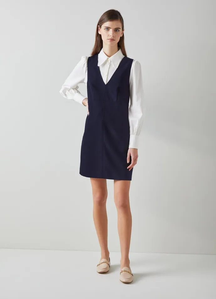 Women Dresses LKBennett Mariner Navy Pinafore Dress With LENZING ECOVERO Viscose Navy