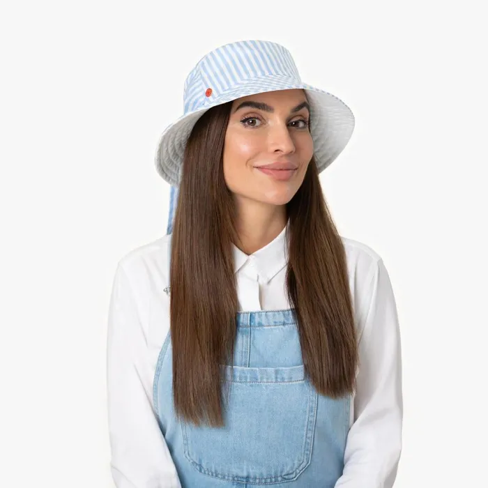 Women Floppy Hats Mayser Malu Stripes Reversible Hat Light Blue