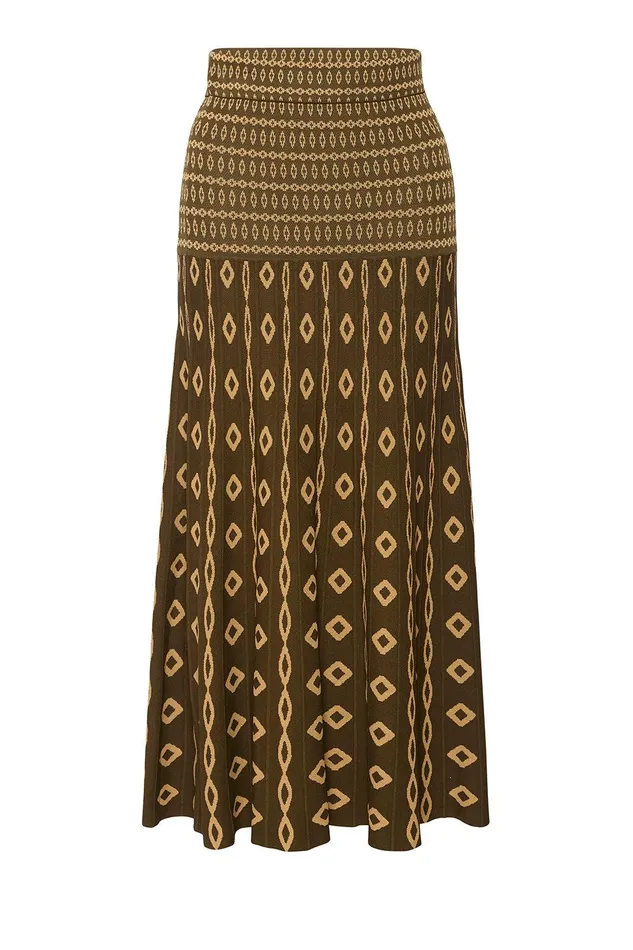 Women MISA Los Angeles Matching Sets MILANI SKIRT Olive Geo Stripe