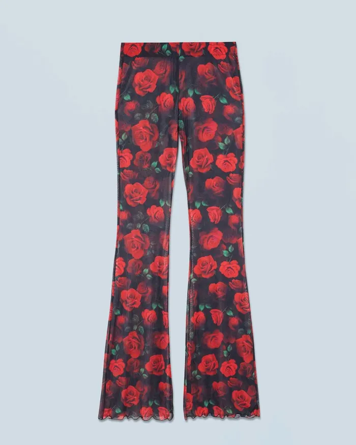 Women Pants From Future Mesh Flare Pants Passionate Rose
