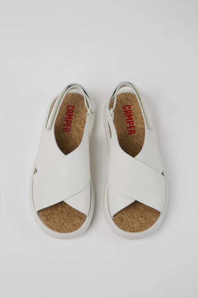 Women Pelotas Flota White Leather Sandals Camper Flat Shoes Women Pelotas Flota White Leather Sandals Camper Flat Shoes