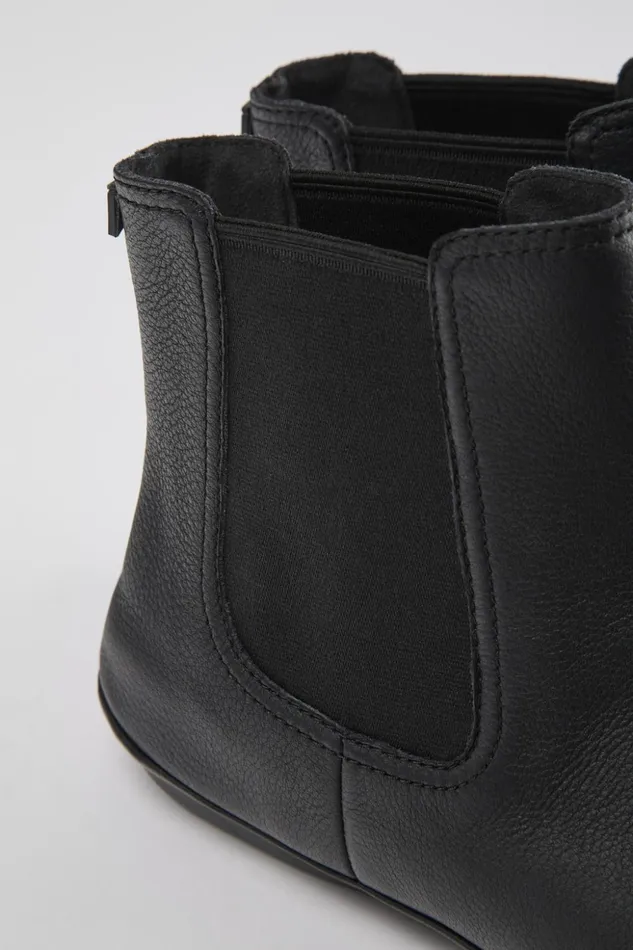 Women Right Black Leather Boots Camper Ankle Boots