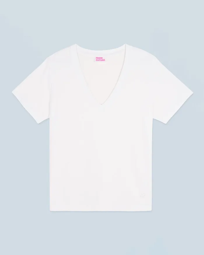 Women Shirts TShirts and Tops From Future Short Sleeve VNeck TShirt White