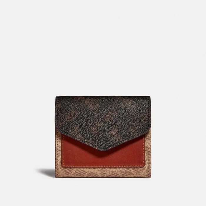 Women Small Wallets Coach Wyn Small Wallet With Horse And Carriage Print Brasstan Brown Rust